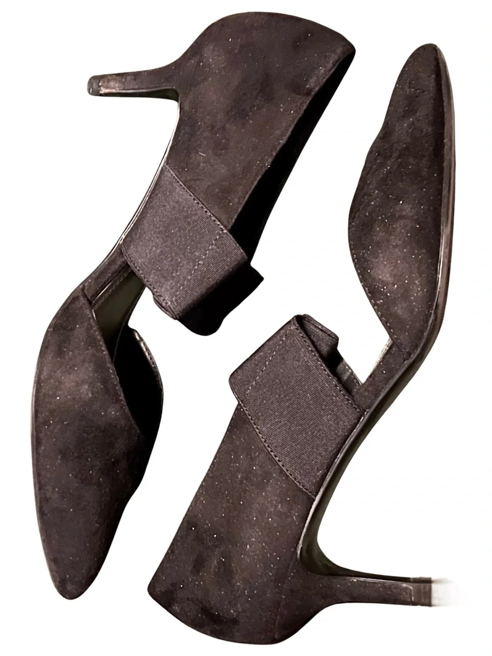 Impo Nadia Black Stretch Strap Pointed Toe Kitten Heels Size 8.5